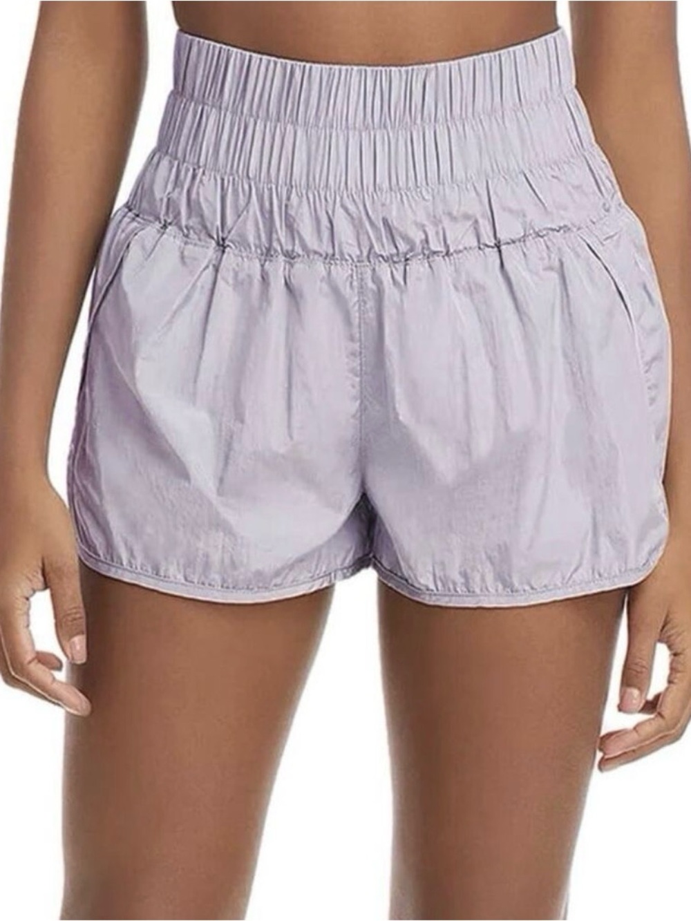 Free People Lavender High-Waist Smocked Athletic Shorts Small